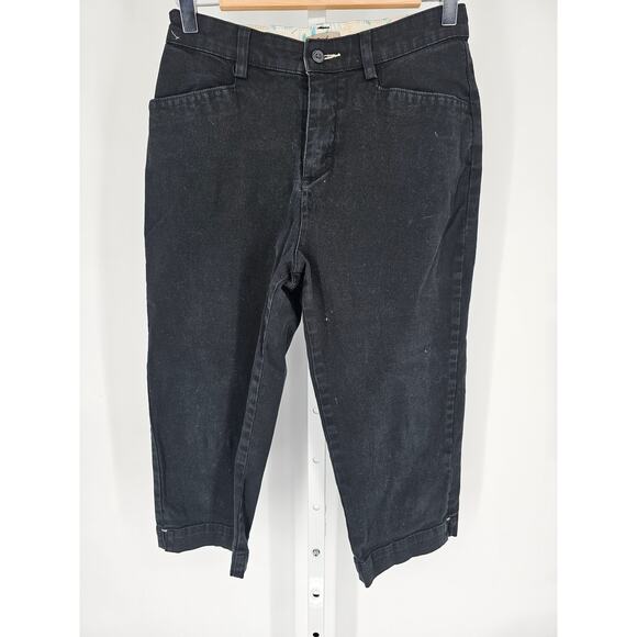 Lee Women's Black Pockets Mid Rise Casual Button Cotton Jeans Capris Size 6M - Picture 1 of 4